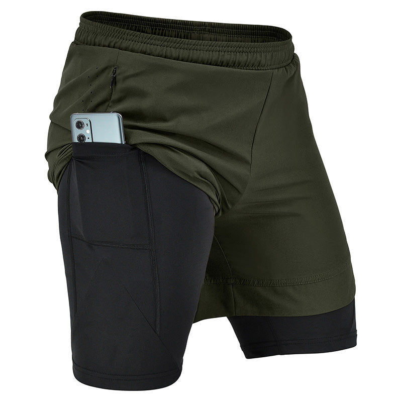 T16 2-in-1 Compression MMA Shorts #color_green