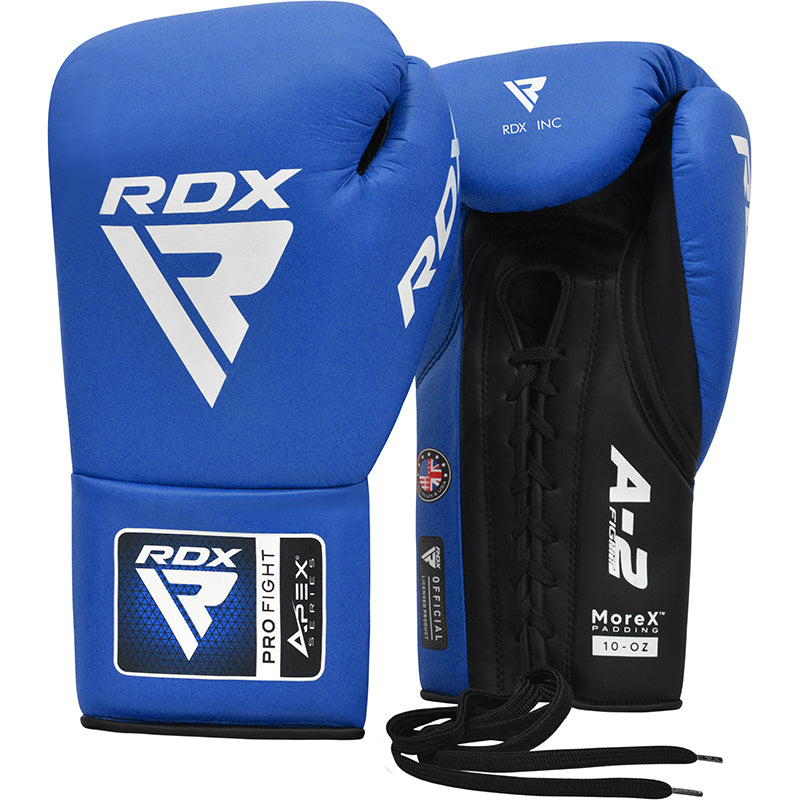 RDX APEX Competition/Fight Lace Up Boxing Gloves#color_blue
