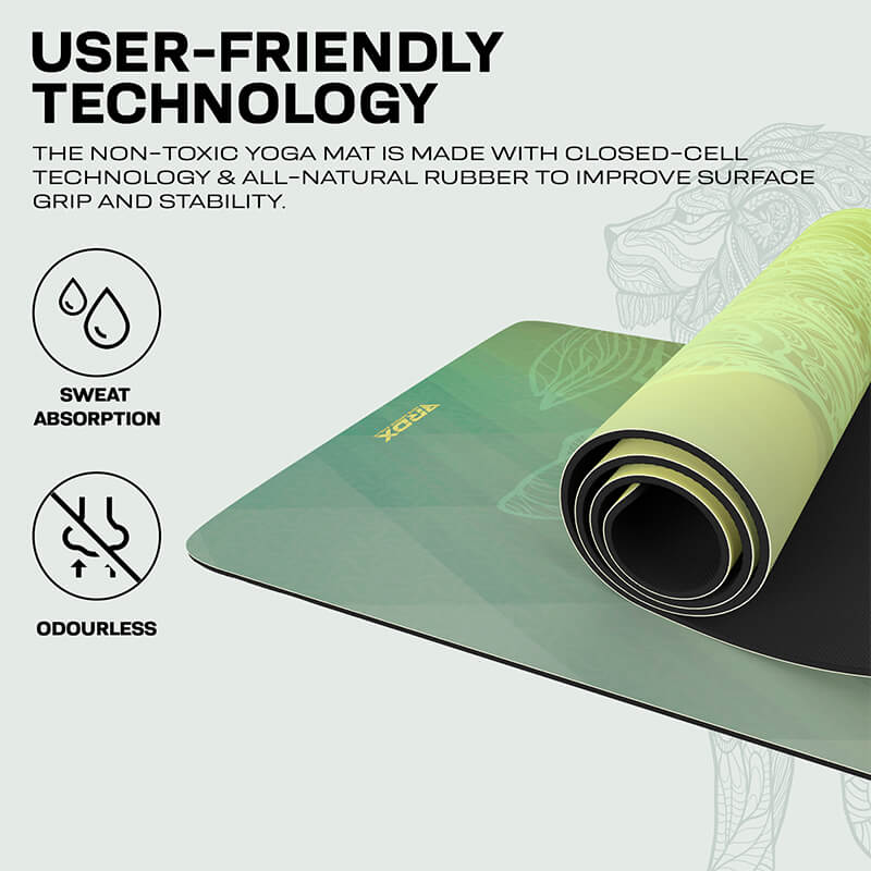 RDX D7 6mm 4-in-1 PU Rubber Yoga Mat Set