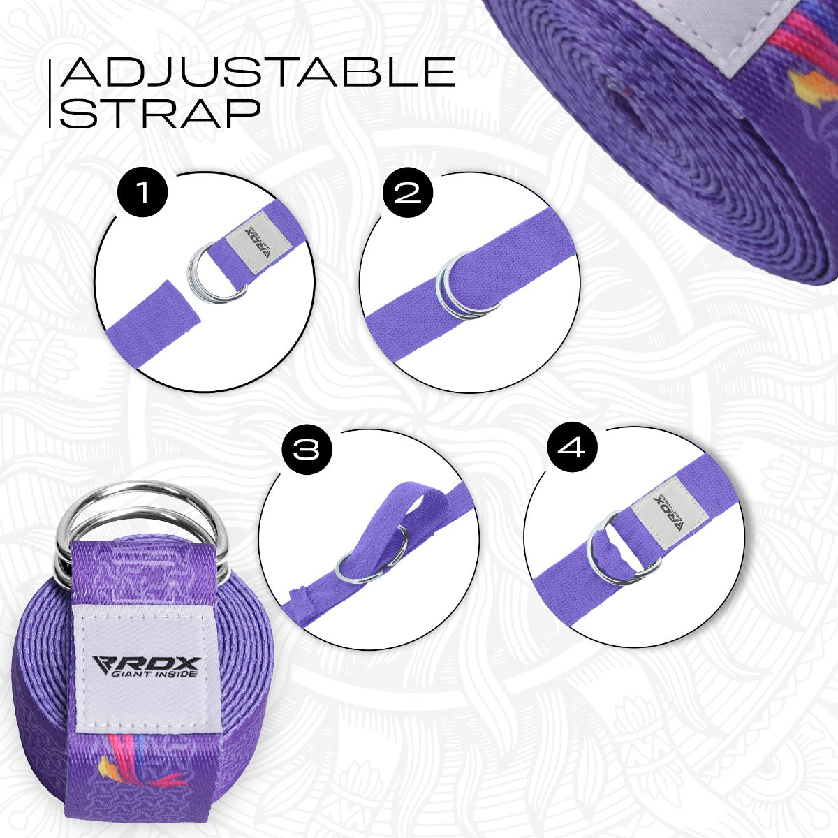RDX F2 Sangle De Yoga Antidérapante En Coton Avec Boucle En D En Acier Inoxydable