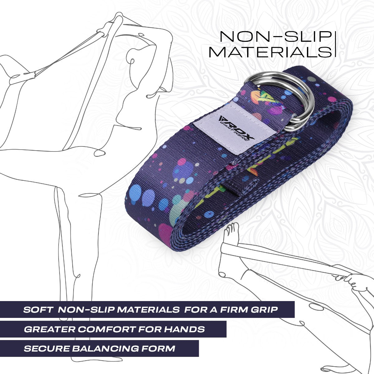 RDX F3 Sangle De Yoga Antidérapante En Coton Avec Boucle En D En Acier Inoxydable