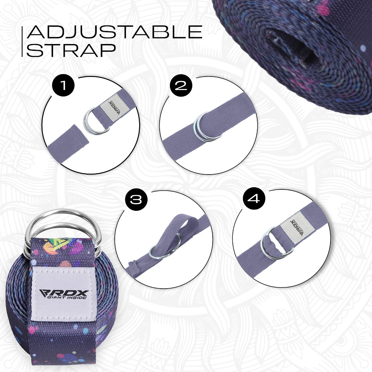 RDX F3 Sangle De Yoga Antidérapante En Coton Avec Boucle En D En Acier Inoxydable
