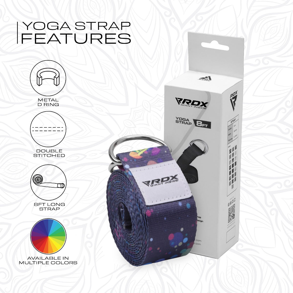 RDX F3 Sangle De Yoga Antidérapante En Coton Avec Boucle En D En Acier Inoxydable