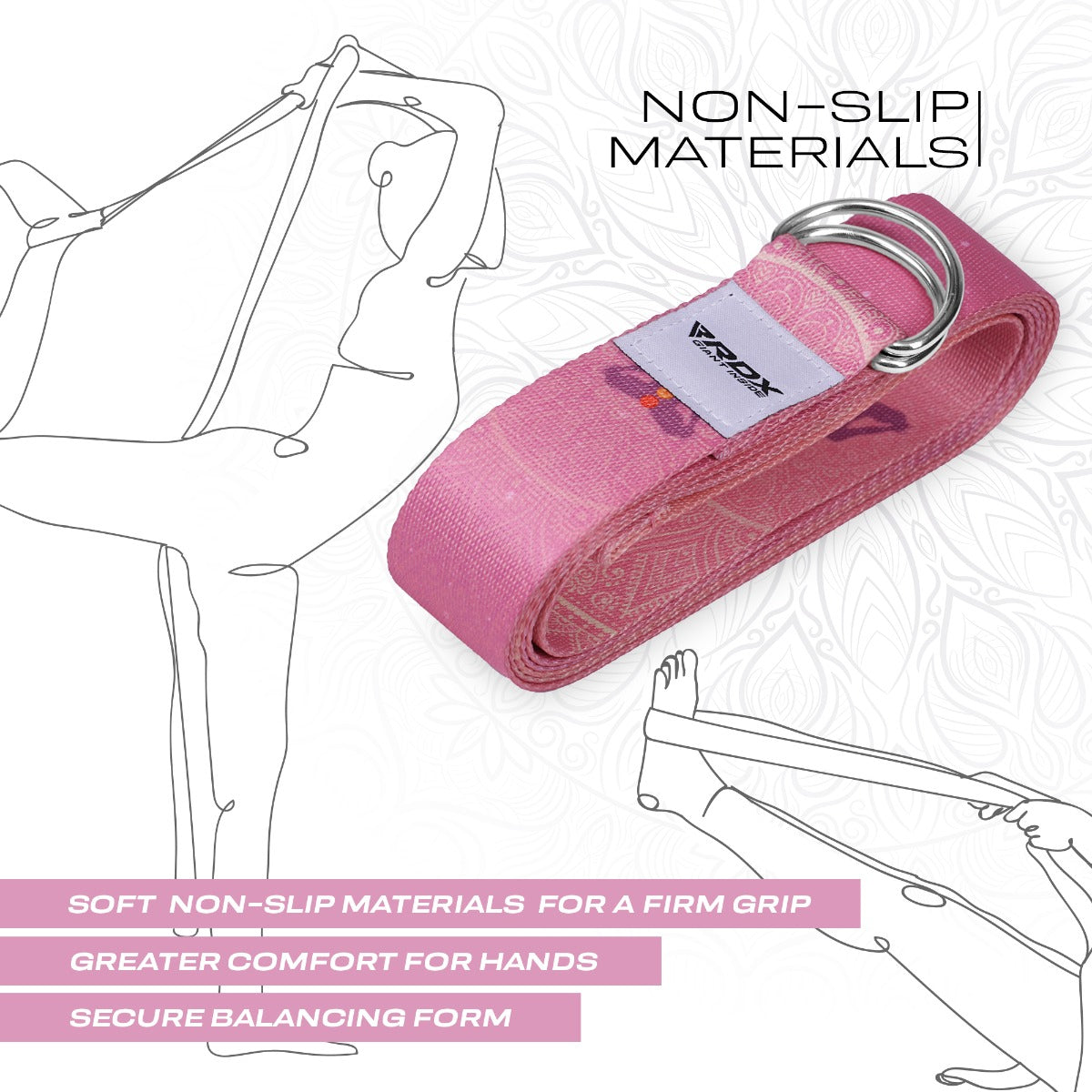 RDX F5 Sangle De Yoga Antidérapante En Coton Avec Boucle En D En Acier Inoxydable