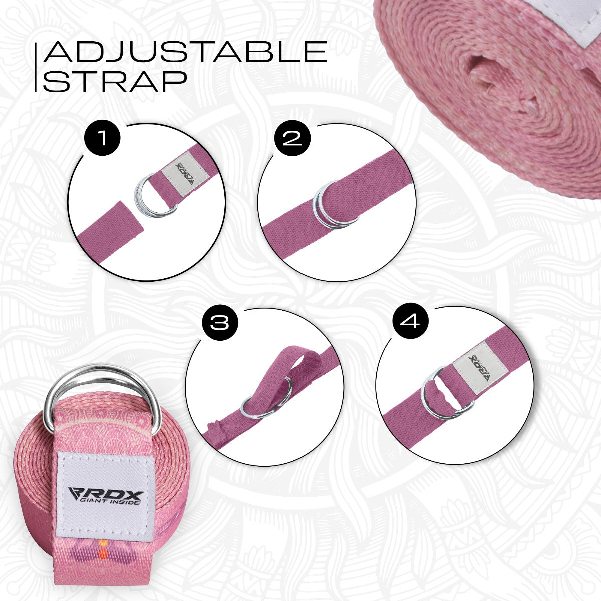 RDX F5 Sangle De Yoga Antidérapante En Coton Avec Boucle En D En Acier Inoxydable