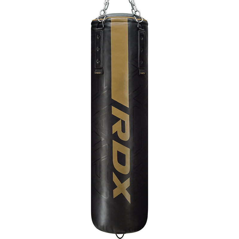 RDX Black/Golden 6ft Training Punch Bag with Mitts Set