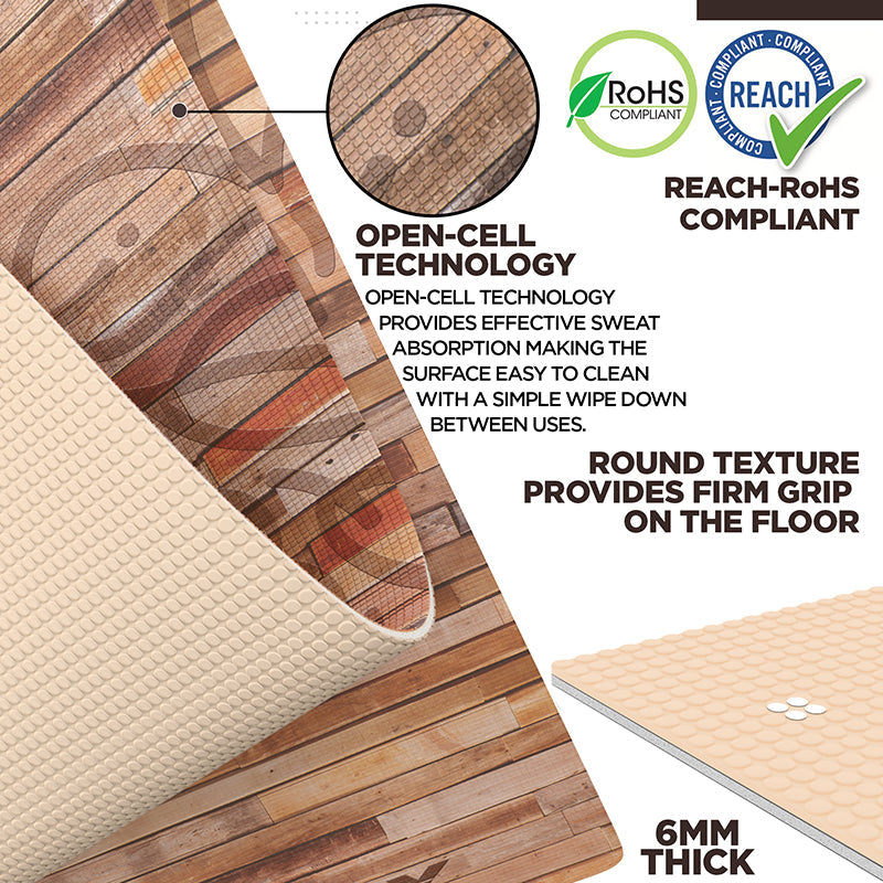 RDX D4 4-in-1 Iris 6mm PVC Yoga Mat Rustic Wood Set