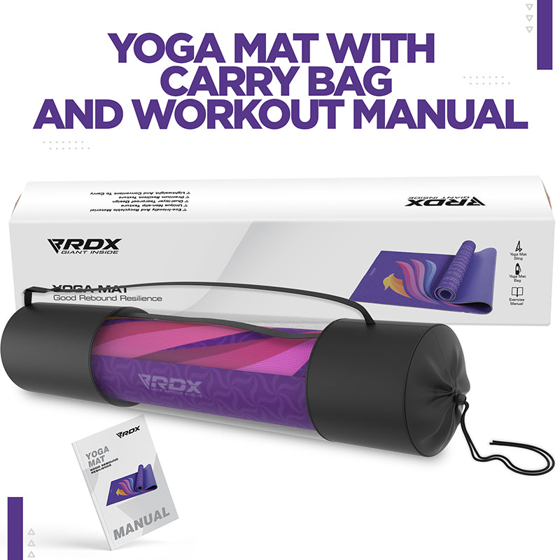RDX D4 4-in-1 Iris 6mm PVC Yoga Mat Rustic Wood Set