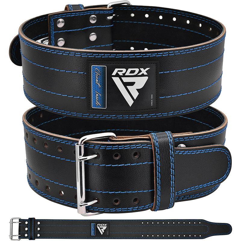RDX RD1 4†Powerlifting Leather Gym Belt#color_blue