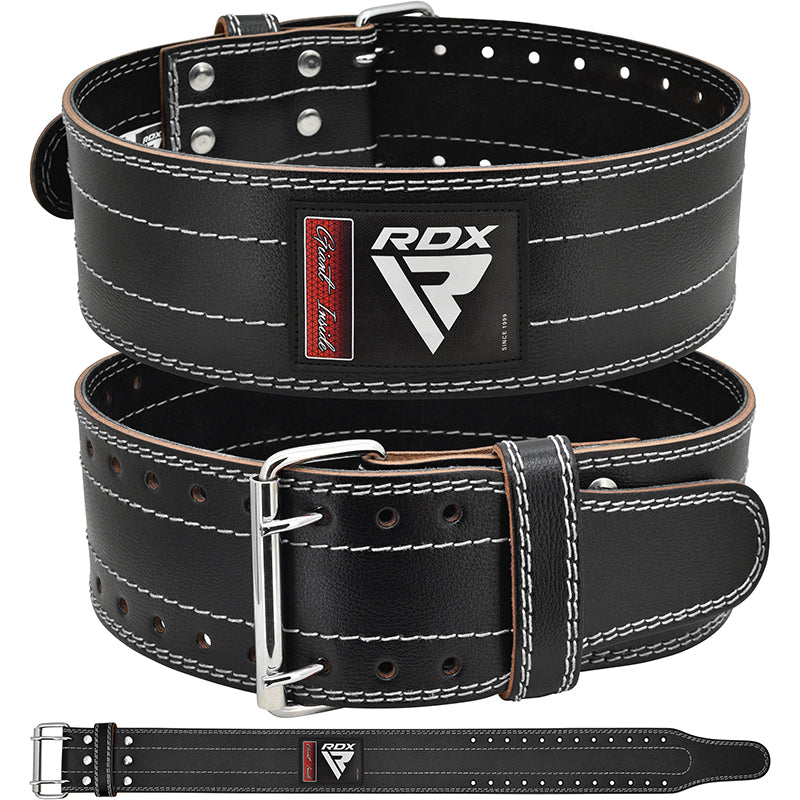 RDX RD1 4†Powerlifting Leather Gym Belt#color_white