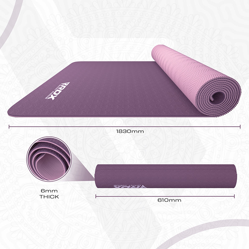 RDX DC 6mm 4-in-1 TPE Yoga Mat Set