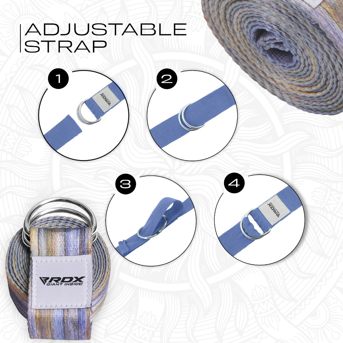RDX F1 Sangle De Yoga AntidÃ©rapante En Coton Avec Boucle En D En Acier Inoxydable