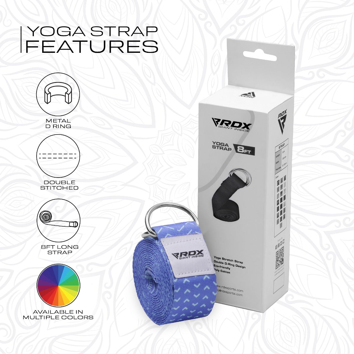 RDX F14 Sangle De Yoga AntidÃ©rapante En Coton Avec Boucle En D En Acier Inoxydable