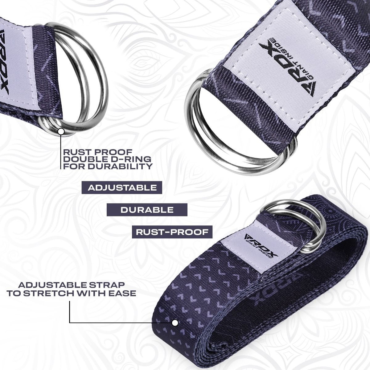 RDX F15 D-Ring Steel Buckle Cotton Yoga Strap