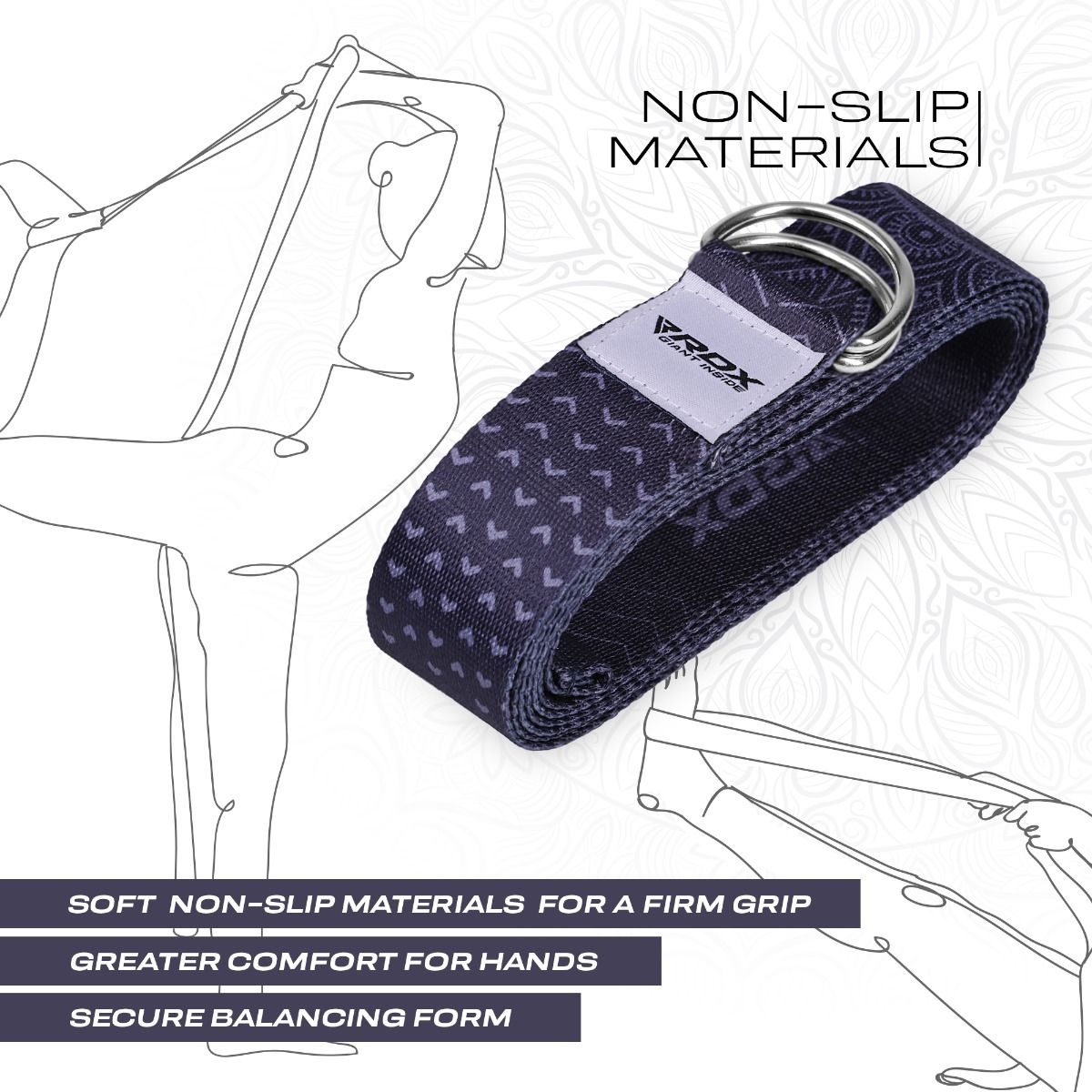 RDX F15 D-Ring Steel Buckle Cotton Yoga Strap