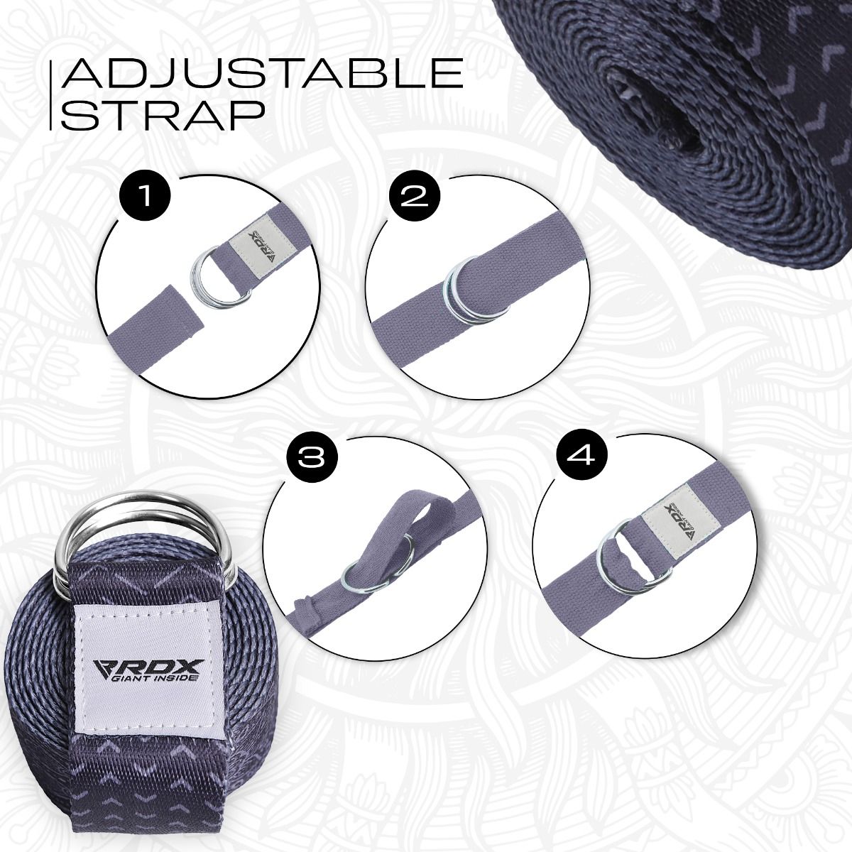 RDX F15 D-Ring Steel Buckle Cotton Yoga Strap