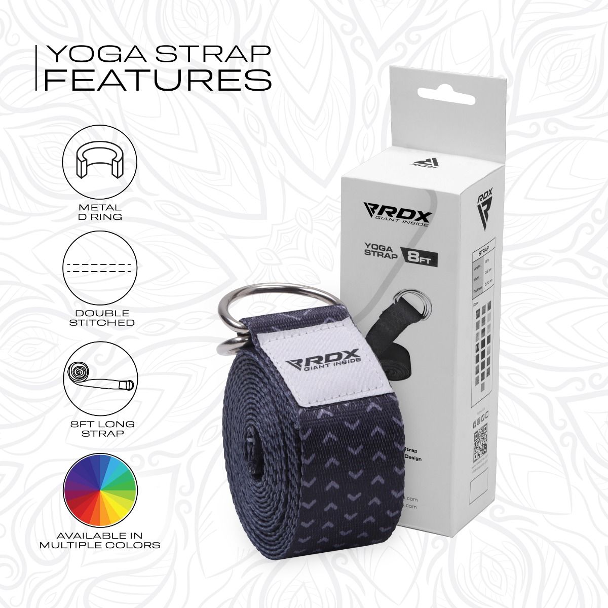 RDX F15 D-Ring Steel Buckle Cotton Yoga Strap