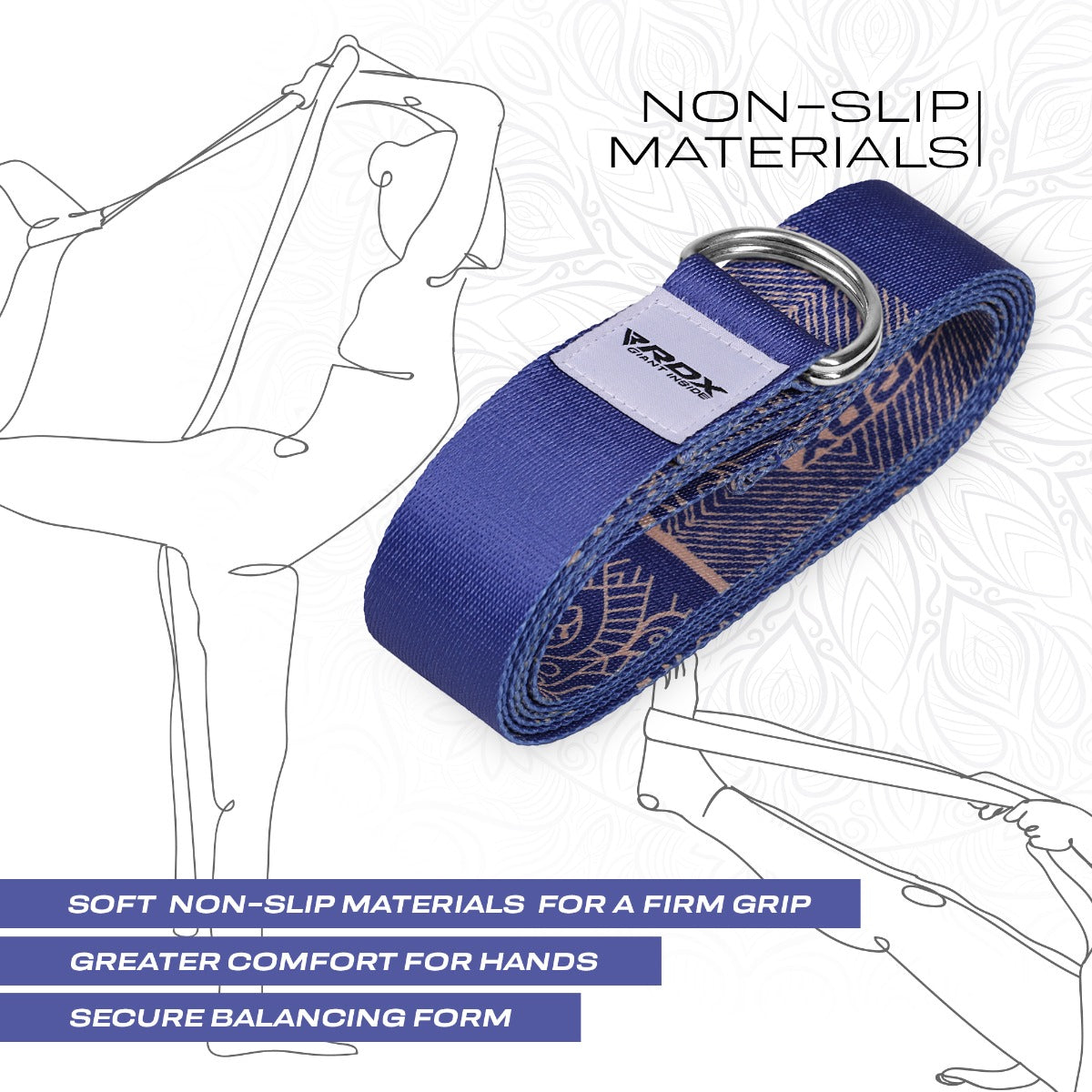 RDX F16 Sangle De Yoga Antidérapante En Coton Avec Boucle En D En Acier Inoxydable