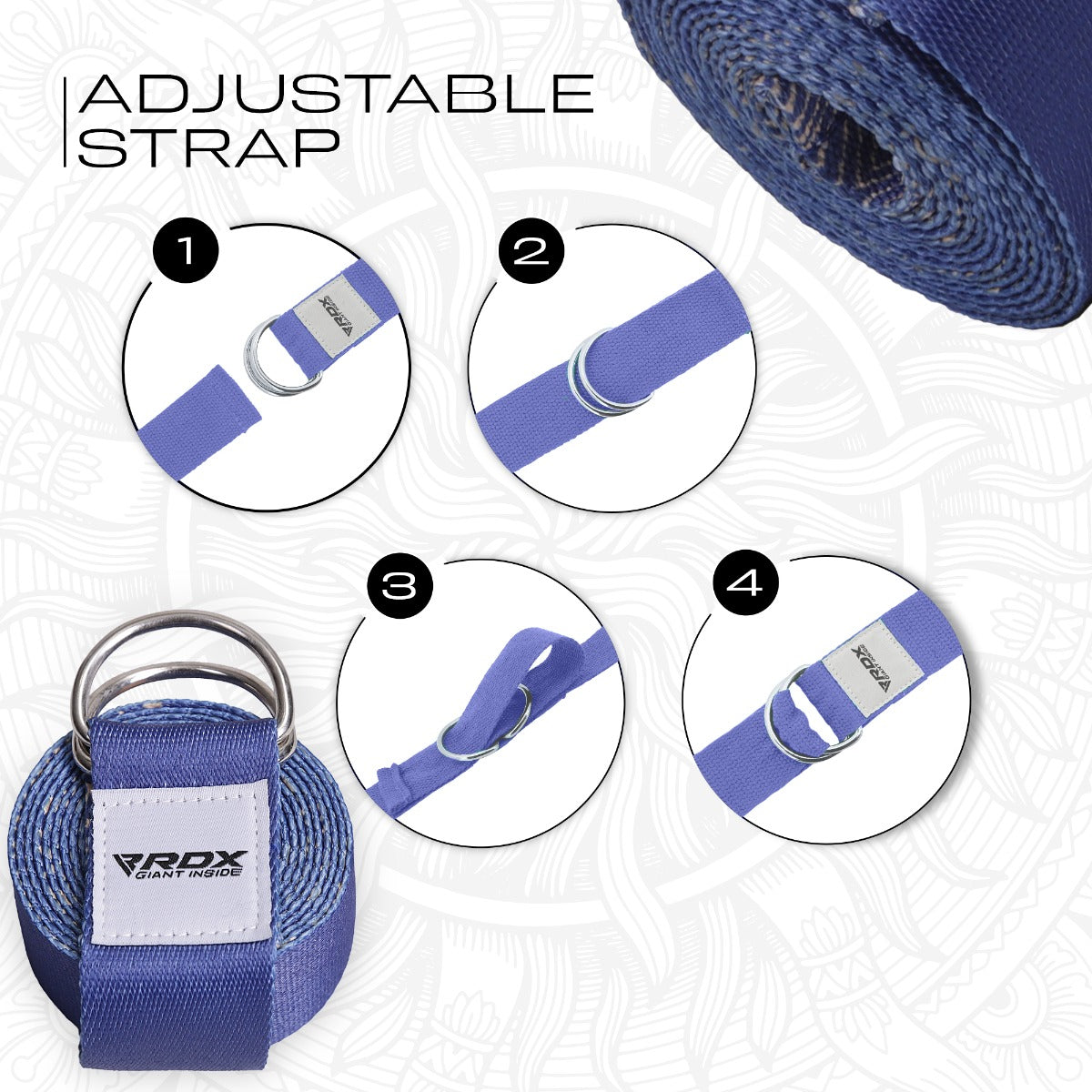 RDX F16 Sangle De Yoga Antidérapante En Coton Avec Boucle En D En Acier Inoxydable