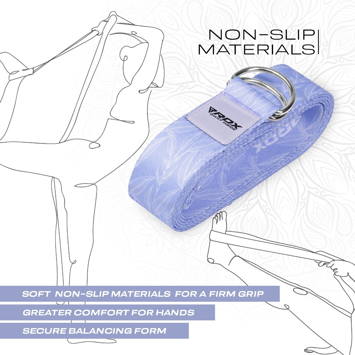 RDX F17 Sangle De Yoga Antidérapante En Coton Avec Boucle En D En Acier Inoxydable