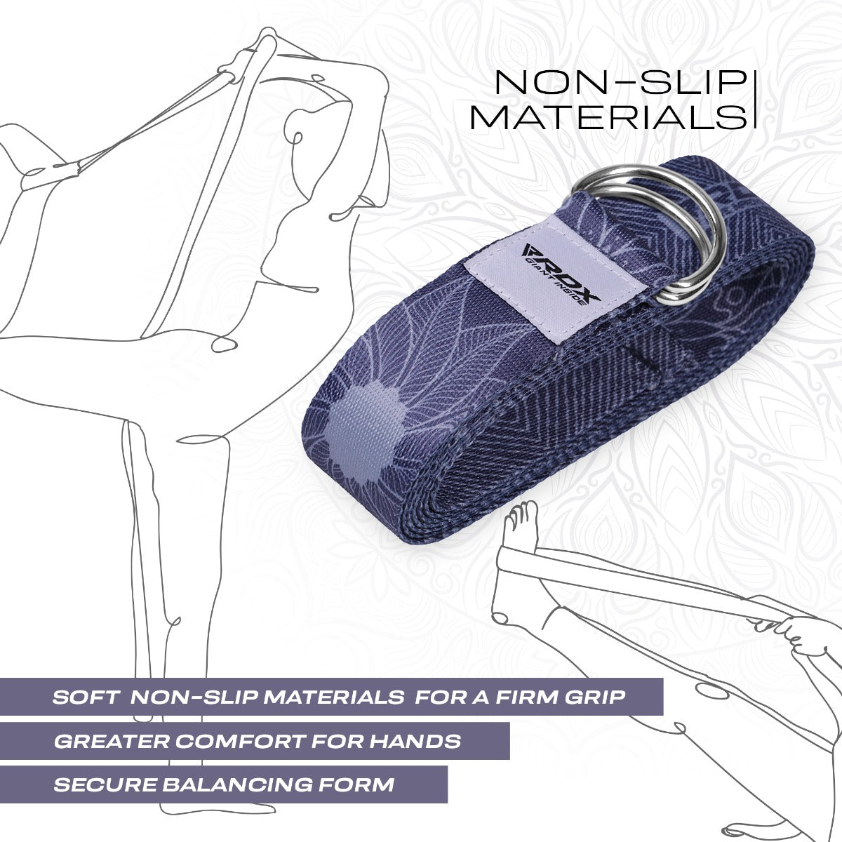 RDX F18 Sangle De Yoga Antidérapante En Coton Avec Boucle En D En Acier Inoxydable