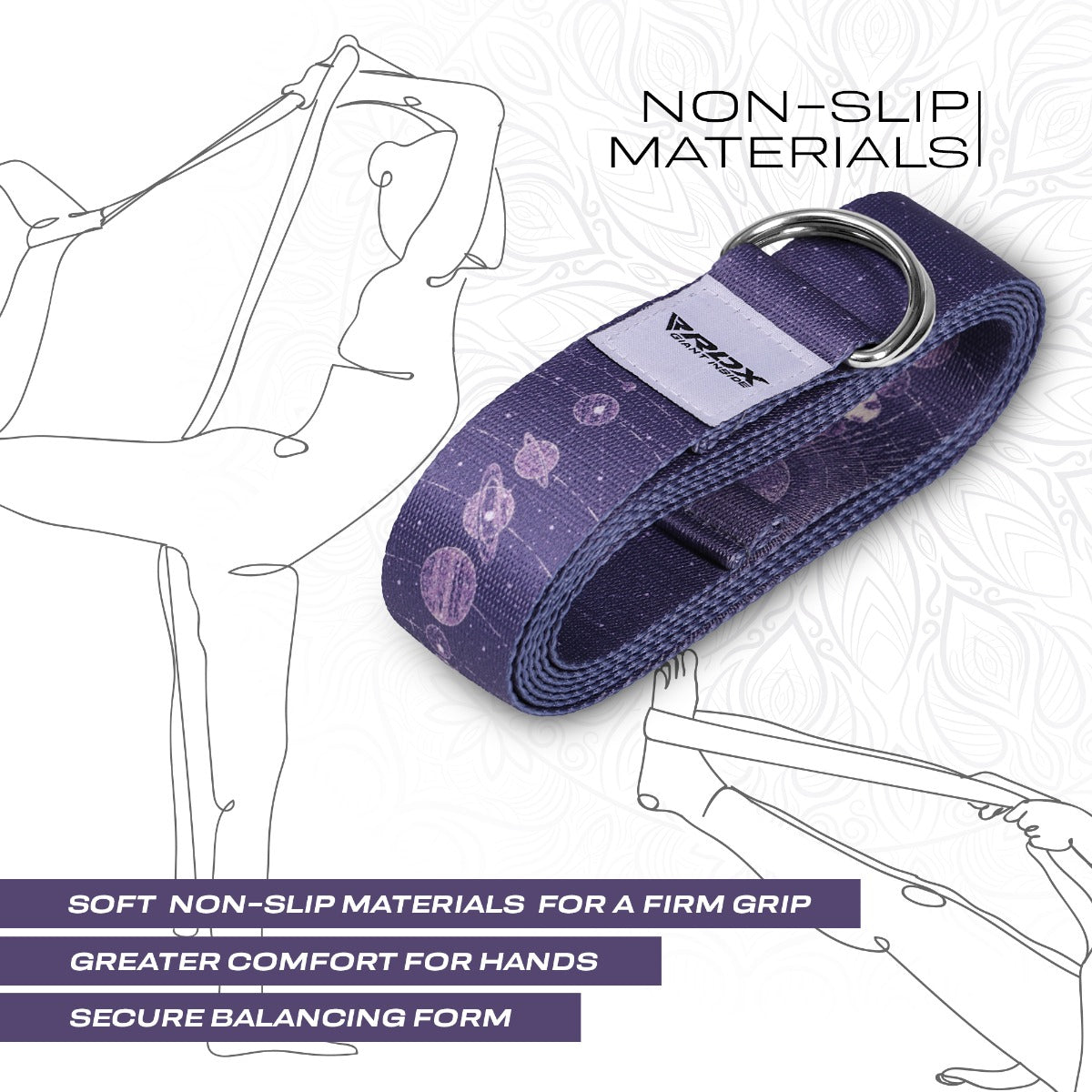 RDX F19 Sangle De Yoga Antidérapante En Coton Avec Boucle En D En Acier Inoxydable