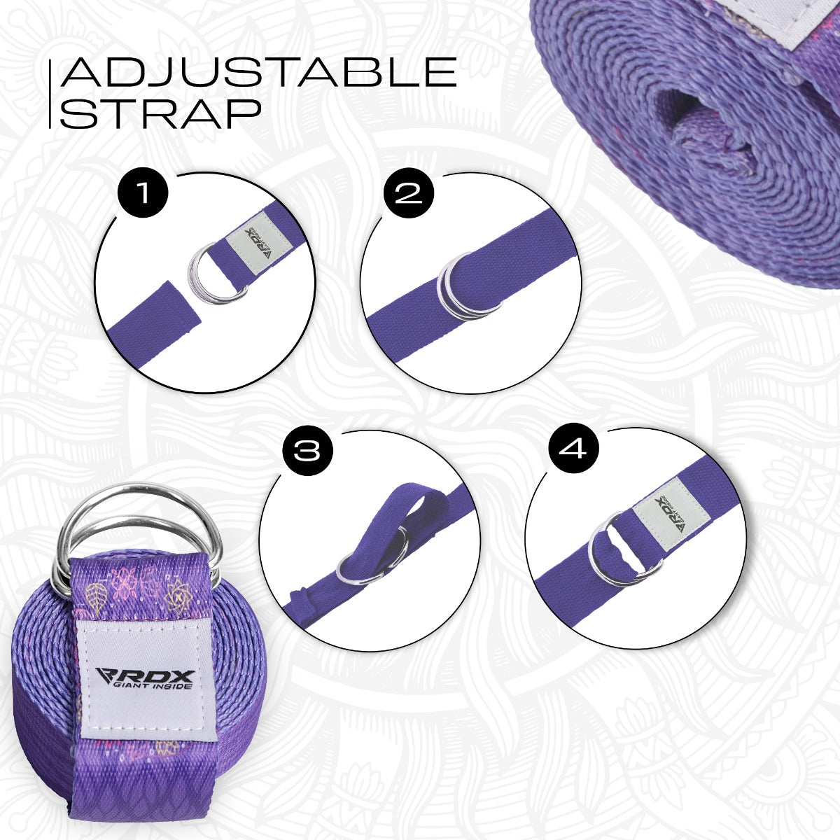 RDX F7 Sangle De Yoga Antidérapante En Coton Avec Boucle En D En Acier Inoxydable