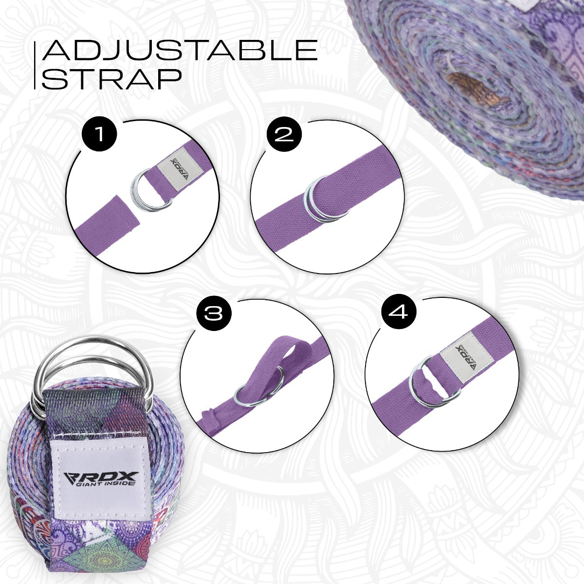 RDX F9 Sangle De Yoga Antidérapante En Coton Avec Boucle En D En Acier Inoxydable