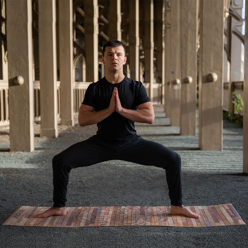 RDX D4 4-in-1 Iris 6mm PVC Yoga Mat Rustic Wood Set