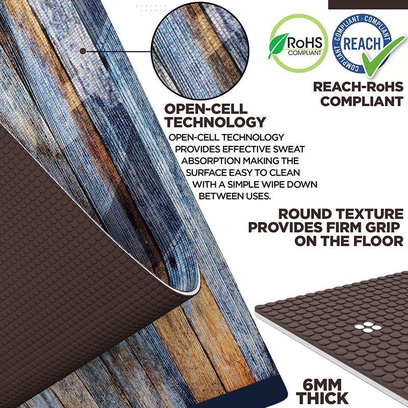 RDX D5 4-in-1 Iris 6mm PVC Yoga Mat Timber Blend Set