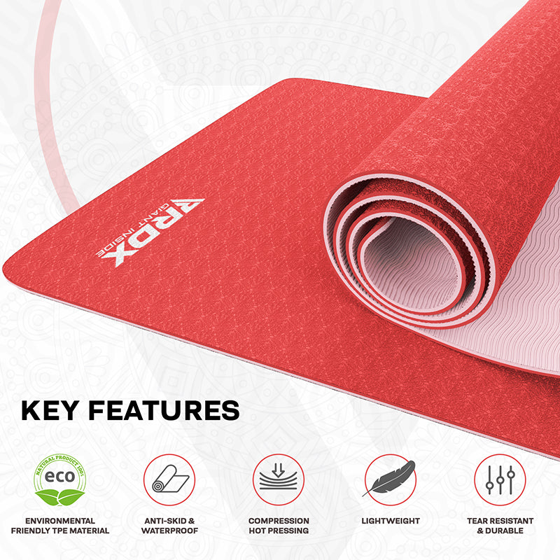 RDX DC 6mm 4-in-1 TPE Yoga Mat Set