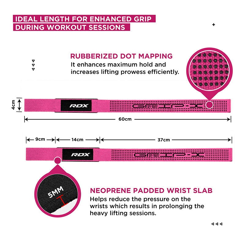 RDX S4 Weightlifting Wrist Straps#color_pink